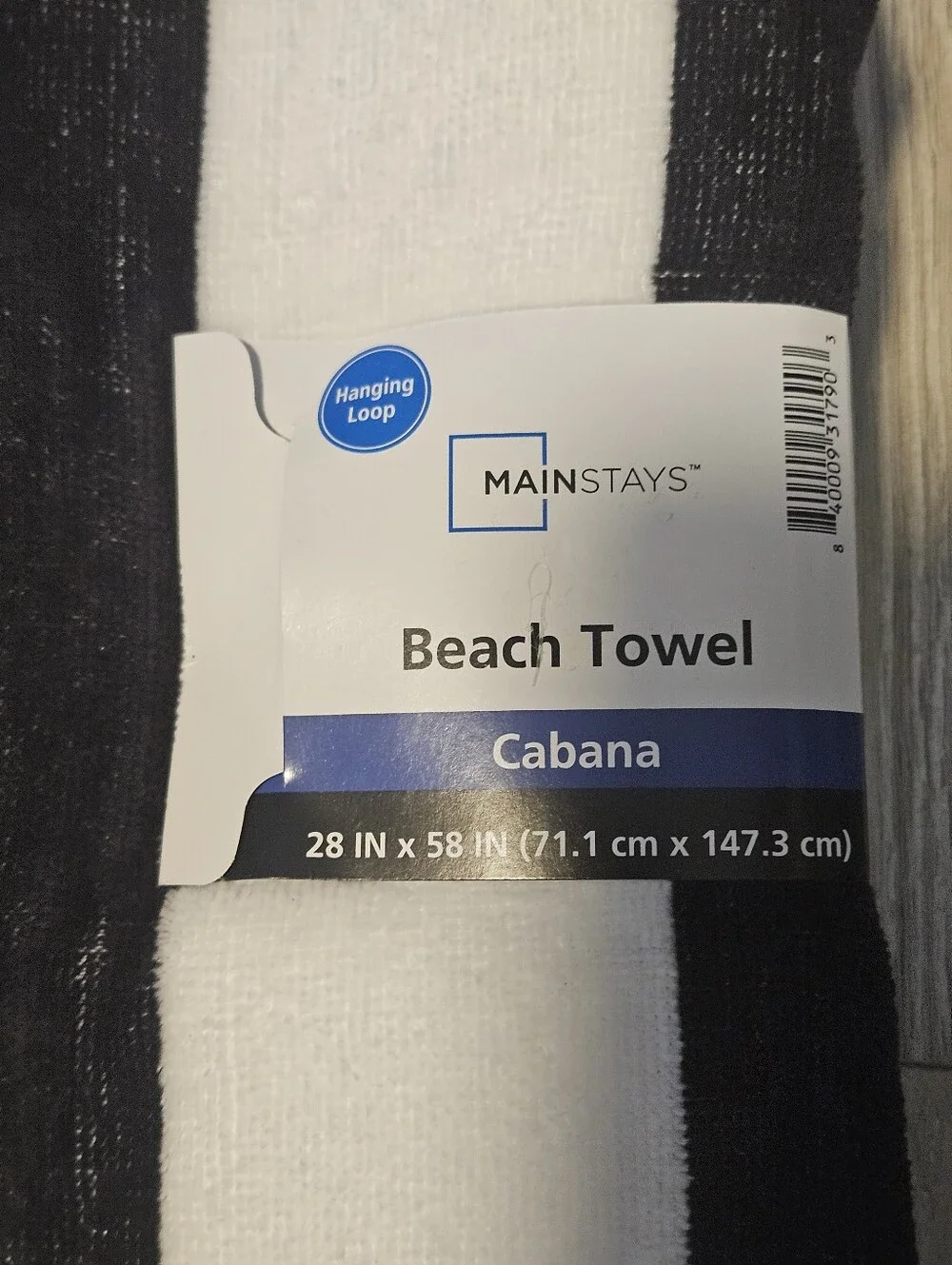 Lot of 4 NEW Mainstays Cabana Beach Towels 28x58 Black White Stripe Cotton Blend